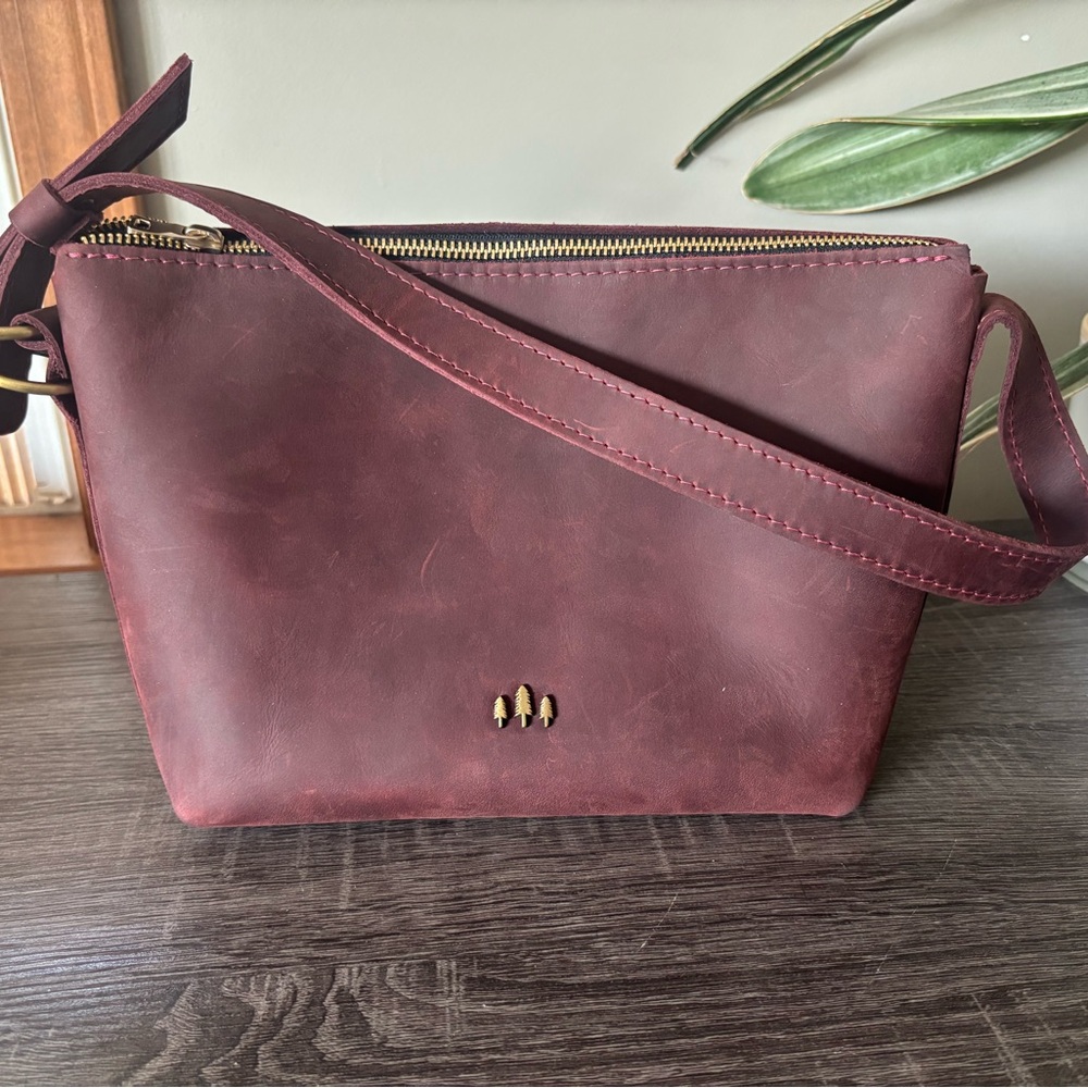 Portland Leather Goods Small Merlot Slouchy Shoulder Bag